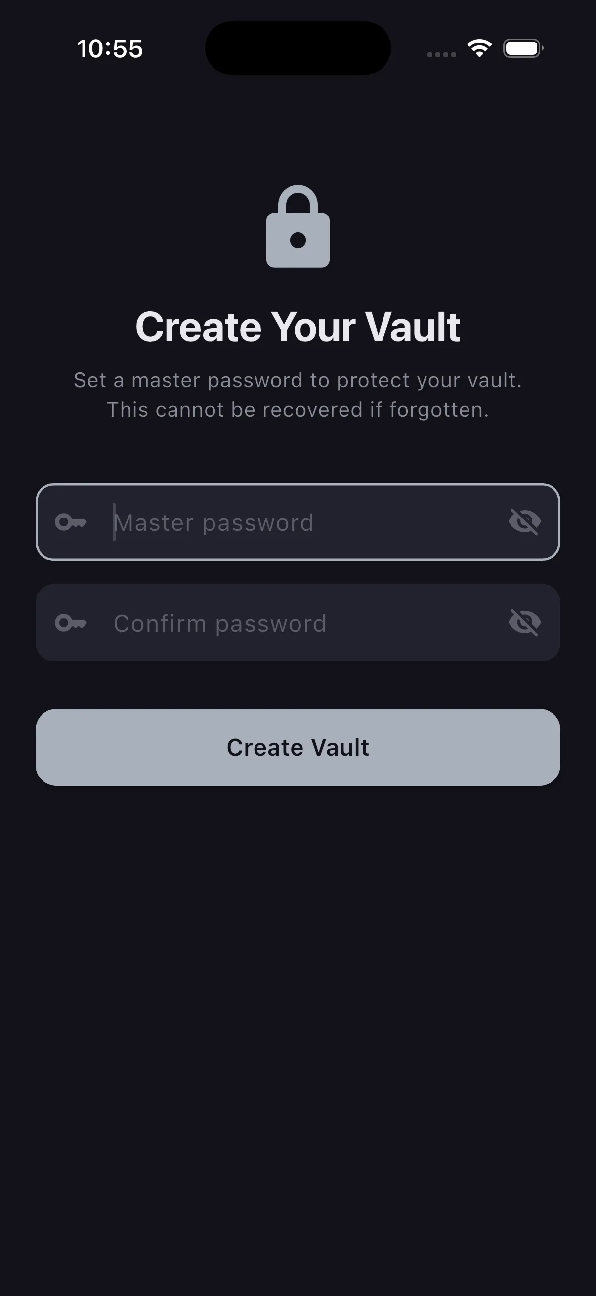 PassVault: One master password creates the vault