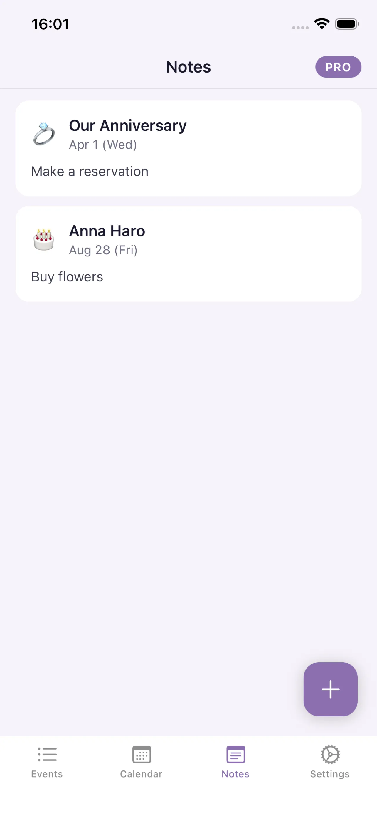 NeverMiss: Notes kept on the occasion itself