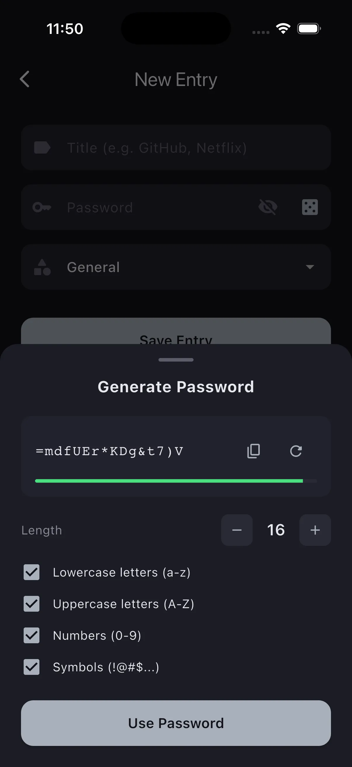 PassVault: Generate a password without leaving the entry