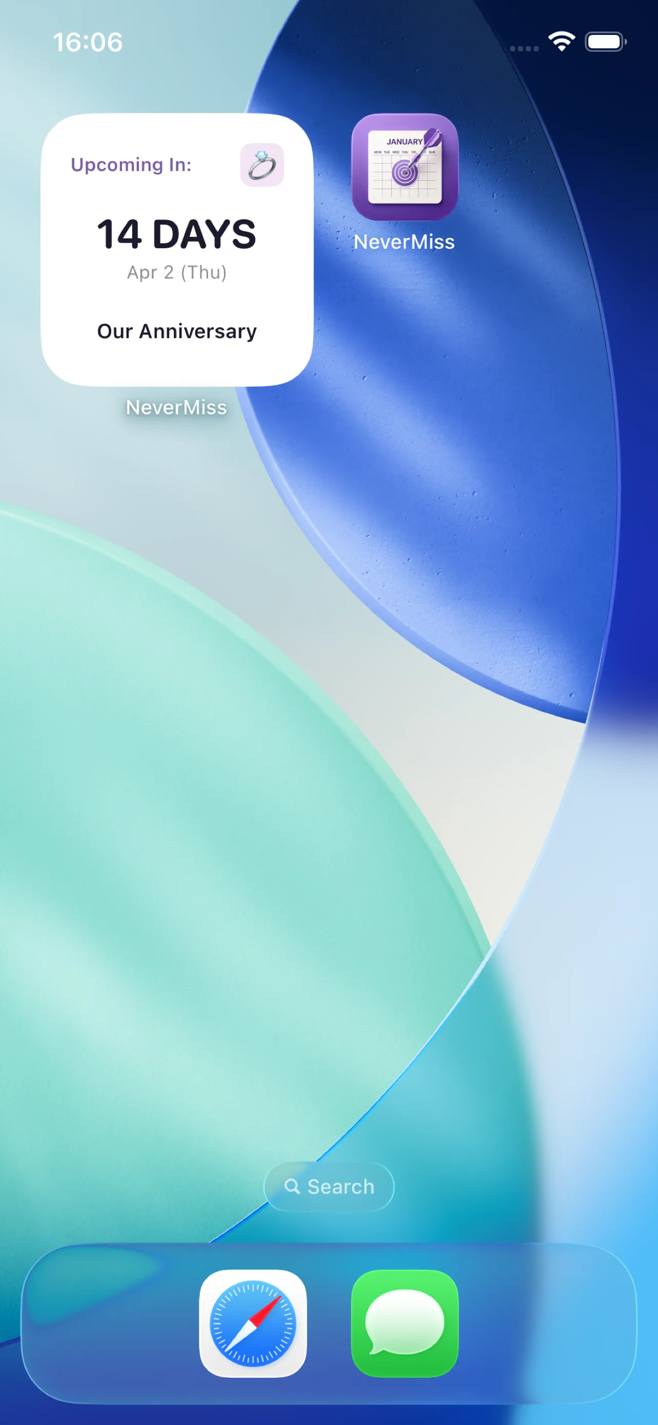 NeverMiss: The next occasion, on the Home Screen